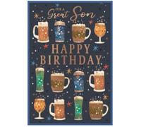 SON Birthday Card - For Him Men Male Drinks 7.5" x 5.25" (1)