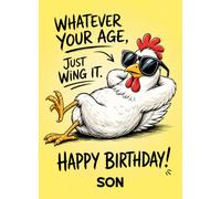 Son Birthday Card (Funny Chicken Quote Humour)