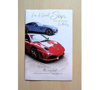 Son Birthday Card - Loving Verse Sentiment - Male Mens Sport Cars (Size: 23cm x 15.5cm) G