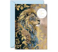 Son Birthday Card - Majestic Gold Lion - Beautiful Happy Birthday Card for Son from Mum Dad, 5x7 Inch Male Men Bday Golden Greeting Cards