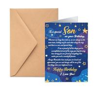 Son Birthday Card - Sentimental Greeting Cards for Adult Son, Thick 12x18cm Cardstock with Envelope, Meaningful Happy Birthday Gifts for Men Son from Mom and Dad