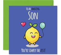Son Birthday Card - Simply The Zest - Happy Birthday Card for Son from Dad Mum, 145mm cute lemon Bday Greeting Cards