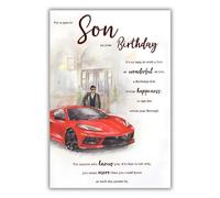 Son Birthday Card - Special Son - 'You Mean More Than You Could Know' - Red Sports Car Contemporary Design - Made in the UK