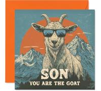 Son Birthday Card - You Are The Goat - Happy Birthday Card for Son from Dad Mum, 145mm Funny Animal Bday Greeting Cards