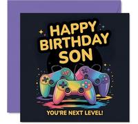 Son Birthday Card - Youre Next Level - Happy Birthday Card for Son from Dad Mum, 145mm video game controller design Bday Greeting Cards