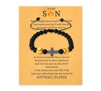 Son Birthday Christmas Gifts from Mom Dad Son Cross Bracelet for Son Football Softball Soccer Lover Gifts for Son Stepson, S, Stone, no gemstone
