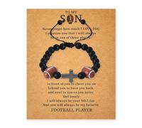 Son Birthday Christmas Gifts from Mom Dad Son Cross Bracelet for Son Football Softball Soccer Lover Gifts for Son Stepson, S, Stone, no gemstone