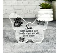 Son Black Rose Memorial Butterfly Plaque Sympathy Gift Keepsake Gift - Small Gifts For Him For Her, Present, Acrylic Plaque, Unqiue Gift, Ornament, Décor, Plaque, trinket, Keepsake Gift