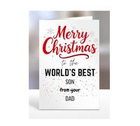 Son card from Dad, Merry Christmas to the World's Best, gifts for men, women, greetings card, female, male, him, her, presents, A5-260c_5