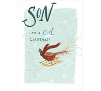 Son Christmas Card Cool Pheasant Sledge - Cute Festive Xmas Card
