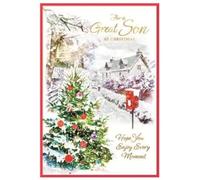 Son Christmas Card - Festive Snow Scene - Size: 7.5" x 5.25"