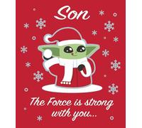 Son Christmas Card - Star Wars The Mandalorian Baby Yoda (Grogu) in Santa Outfit - Funny Cute Xmas Card for Son - The Force Is Strong With You - Official UK Greetings Card