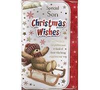 Son Christmas Card ~ To A Very Special Son At Christmas ~ Teddy Bear & Present