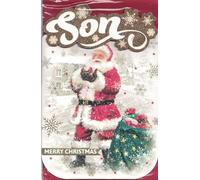 Son christmas card. Traditional festive santa design, 9 x 6 inches. OE.