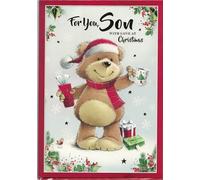 SON CHRISTMAS CARD VINTAGE FATHER CHRISTMAS LARGE 7 X 10 INCHES.