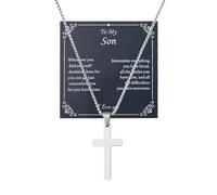 Son Daughter Gifts for Birthday Christmas Cross Necklace for Women Men Religious Christian Baptism Gifts for Daughter Son, S, Zinc, No Gemstone