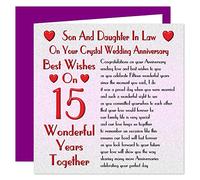 Son & Daughter In Law 15th Wedding Anniversary Card - On Your Crystal Anniversary - 15 Years - Sentimental Verse