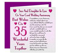 Son & Daughter In Law 35th Wedding Anniversary Card - On Your Coral Anniversary - 35 Years - Sentimental Verse