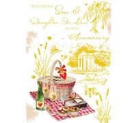 Son & Daughter in law Anniversary Card Picnic Foil Finish Lovely Verse