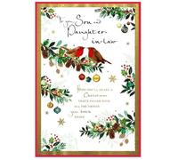 Son & Daughter-in-law Christmas Card - Festive Scene - SIZE: 23cm x 15.5cm (9" x6") D