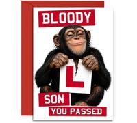 Son Driving Test Congratulations Card - Bloody L You Passed - Large A5 Size with Red Envelope
