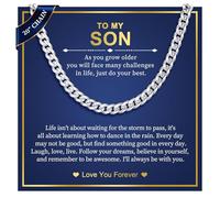Son Gift Chain Necklace for Men Boys - 6mm Silver Plated Solid Cuban Chain Necklaces Jewellery for Men Boy Teenager, Son Necklace Gifts from Mum, Mother to Son Gifts for Birthday Christmas Graduation