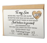 Son Gift from Mom, Inspirational Engraved Wallet Card Birthday Graduation Christmas Anniversary Wedding Back to School Card Wallet Insert Gifts for Son, Just Believe in Yourself Gift for Boys