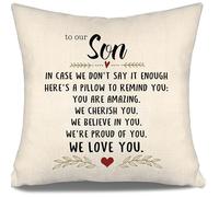 Son Gift from Mum Dad In Case We Don't Say It Enough Here's A Pillow To Remind You You Are Amazing We Cherish You We Believe In You We Love You Cushion Cover Son Reminder Birthday
