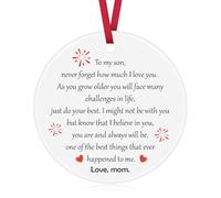 Son Gifts from Mom Christmas Ornament Birthday Gift for Son Graduation Gift for Son Ceramic Ornament for Son from Mom Inspirational Decoration Ornament Back To School Gift for Son from Mom