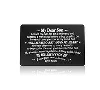 Son Gifts from Mum Engraved Wallet Insert Card for Son Christmas Birthday Gifts for Son Graduation Wedding Fathers Day Gift Son Wallet Card from Mum