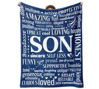 Son Gifts, Son Birthday Gifts, Blue Blanke with Warmhearted Words, 60''*50'', Graduation Gifts for Son, Birthday Gift for Sons Adult, Happy Birthday Son, Teenage Boy Gifts, Son Gifts from Mum Dad