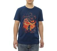 Son Goku Fire Dragon Japanese Anime Manga 100% Cotton Premium Mens Short Sleeve T-Shirt(Navy,M)