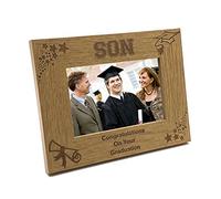 Son Graduation Stars and Hat Photo Frame Gift (5x7 Inch)