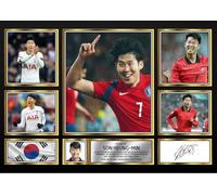 Son Heung-min Signed Autograph Photograph Display - Perfect for Football Fans, A4 Poster + Black Frame - Limited Edition Autograph Fan Gift - Collectible Memorabilia Merchandise