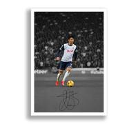 Son Heung-Min Signed Photo Tottenham Hotspur Poster Print Autograph Framed Display Memorabilia Spurs South Korea Gift (A4 poster only (B&W))