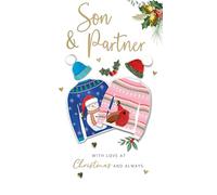 Son & His Partner Embellished Christmas Card Hand-Finished Champagne Cards XCDC431