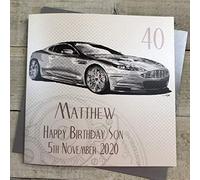 Son, Husband, Uncle, Grandson, Mate, Car lover Personalised Large Card Birthday Aston Martin Super Car