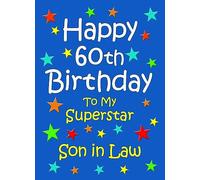 Son in Law 60th Birthday Card (Blue) - From Mum Dad Greeting Blank Inside Envelope Included Gift Idea UK