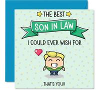 Son in Law Birthday Card - Best I Could Ever Wish For - Happy Birthday Card for Son in Law from Mother Mum Father Dad, 145mm Cute Bday Greeting Cards