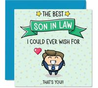 Son in Law Birthday Card - Best I Could Ever Wish For - Happy Birthday Card for Son in Law from Mother Mum Father Dad, 145mm Cute Bday Greeting Cards