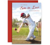 Son-in-Law Birthday Card - Cricket Design for Him - Happy Birthday Card for Son-in-Law - A5 Size Card with Red Envelope