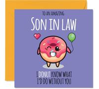 Son in Law Birthday Card - Donut What I'd Do - Happy Birthday Card for Son in Law from Mother Mum Father Dad, 145mm cute donut Bday Greeting Cards
