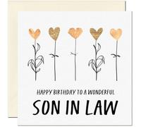Son in Law Birthday Card - Eco Friendly Elegant Heart Flowers Beautiful Birthday Cards for Son in Law
