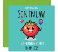 Son in Law Birthday Card - From My Head TO-MA-TOES - Happy Birthday Card for Son in Law from Mother Mum Father Dad, 145mm cute tomato Bday Greeting Cards