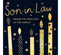 Son-in-Law Birthday Card, Gold Stars Design, Family Celebration