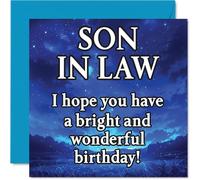 Son in Law Birthday Card - Magical Night Sky - Happy Birthday Card for Son in Law from Mother Mum Father Dad, 145mm Bright and Wonderful Sentiment Bday Greeting Cards