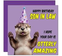 Son in Law Birthday Card - Otterly Amazing - Funny Otter Birthday Card for Son in Law