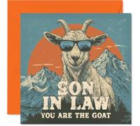 Son in Law Birthday Card - You Are The Goat - Happy Birthday Card for Son in Law from Mother Mum Father Dad, 145mm Funny Animal Bday Greeting Cards
