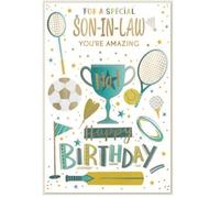 SON IN LAW HAPPY BIRTHDAY CARD - Size: 23cm x 15.5cm (9"x6") Men Male Scene View Special Son-in-law C75F