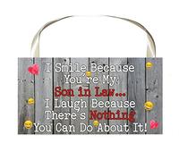 Son in Law Plaque Gift - I Smile Because You're My Son in Law - Fun Birthday Novelty Present